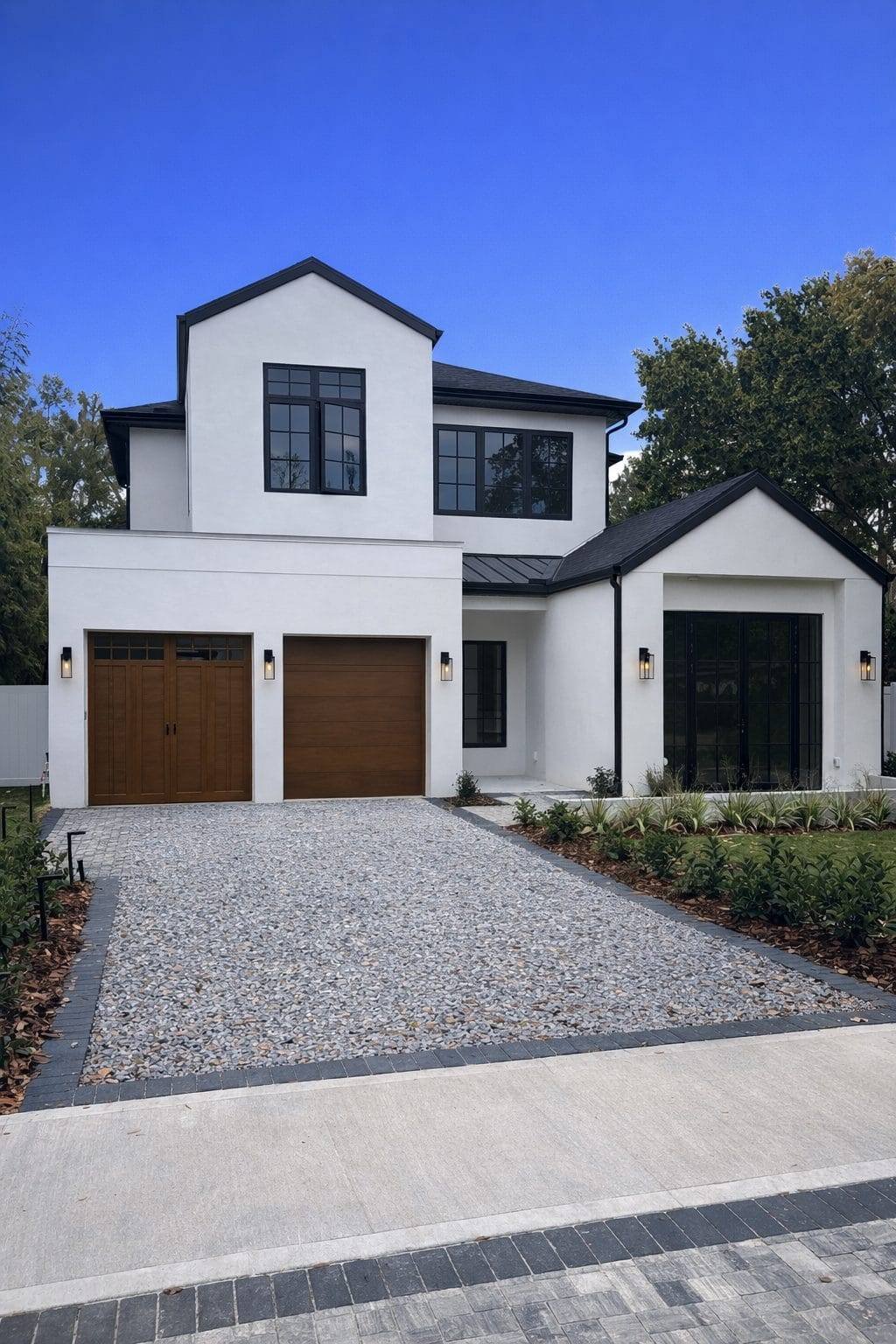 Modern Home with Wood Garage